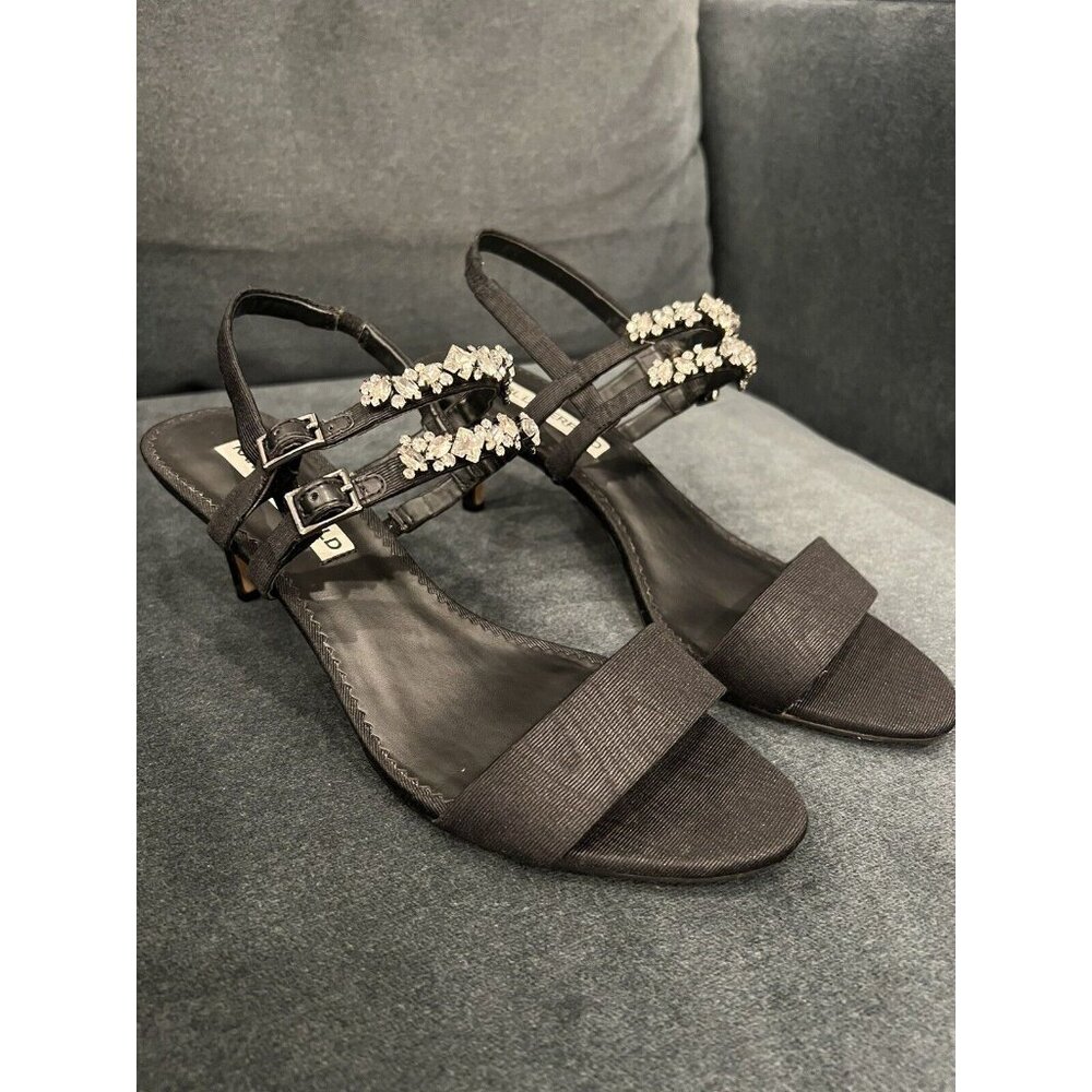 KARL LAGERFELD PARIS DELILAH RHINESTONE HEELS SANDALS WOMENS 9.5 BLACK
